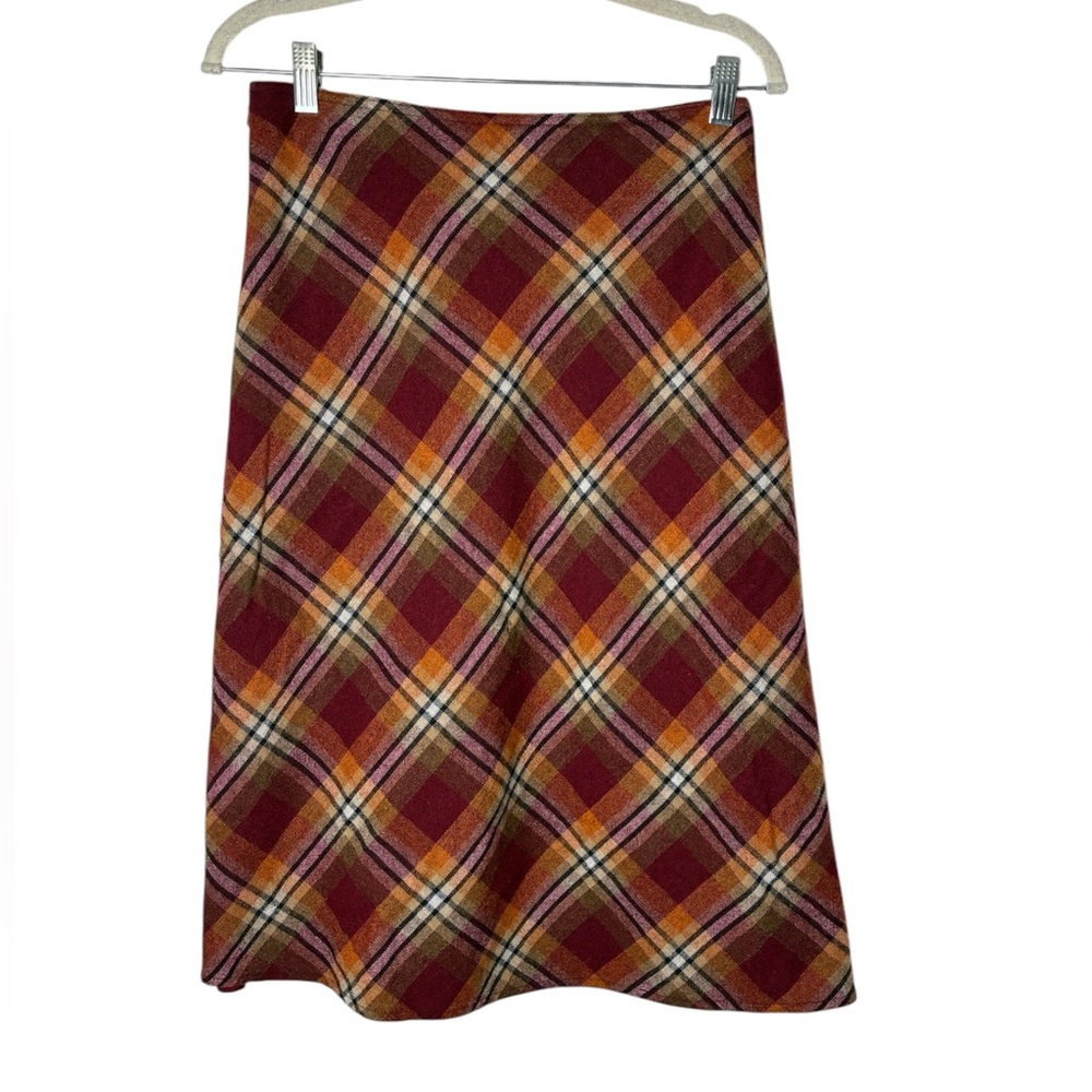 G.H Bass & Co Plaid A-Line Wool Blend Skirt Holiday Party Christmas Fall